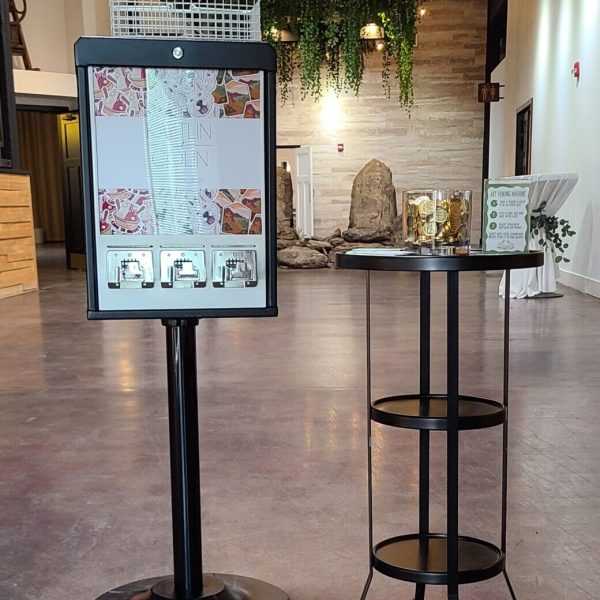 Sticker machine setup at wedding venue